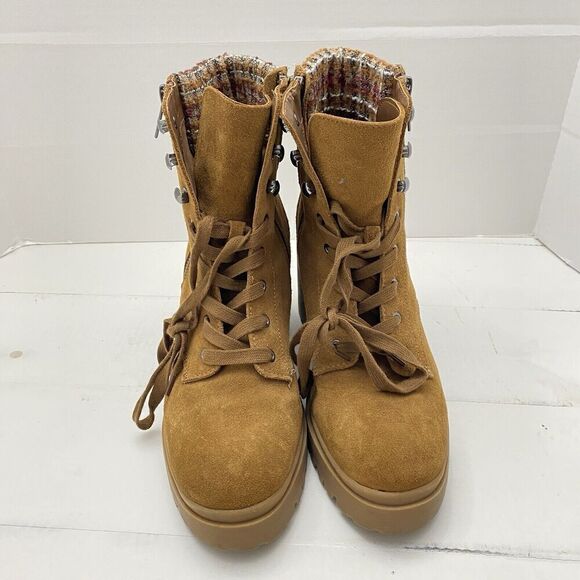 Steve Madden Jaydin-F Brown Suede Platform Boots Women's size 9.5M side zipper - Picture 4 of 13